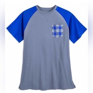 Disney Parks Exclusive Mickey Mouse Pocket T-Shirt Blue Plaid SZ XL